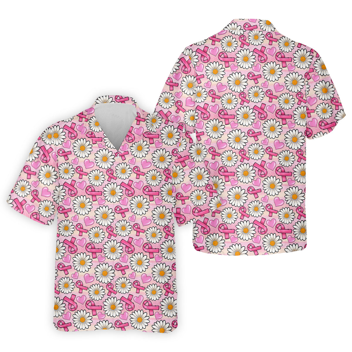 Daisy Pink Breast Cancer Golf Shirt, Mens Golf Polo Shirt White Polo Shirt, Golfing Apparel