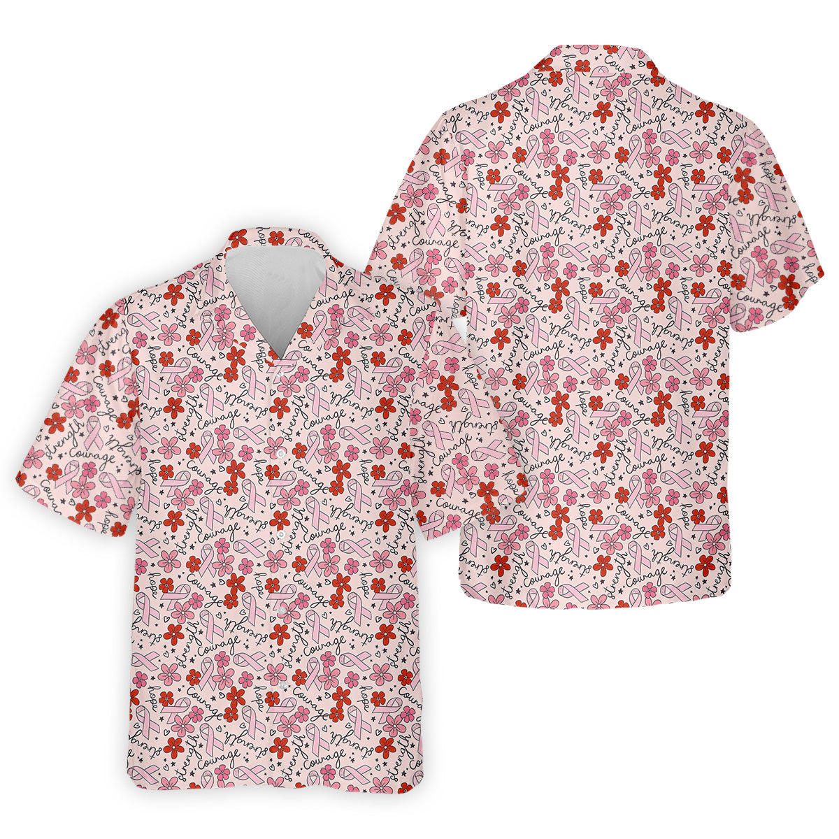 Breast Cancer Awareness Ribbon Flower Men Shirt, Men's Pink Golf Polo, Polo ShirtFor Men