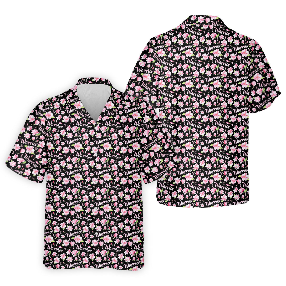 Warrior Pink Ribbons Floral Breast Cancer Golf Shirt, Polo ShirtFor Men, Golfing Apparel