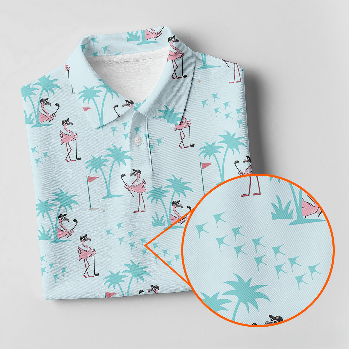 Tropical Flamingo Blue Golf Shirt, Women Golf Top, Ladies Golf Polos, Golfing Apparel