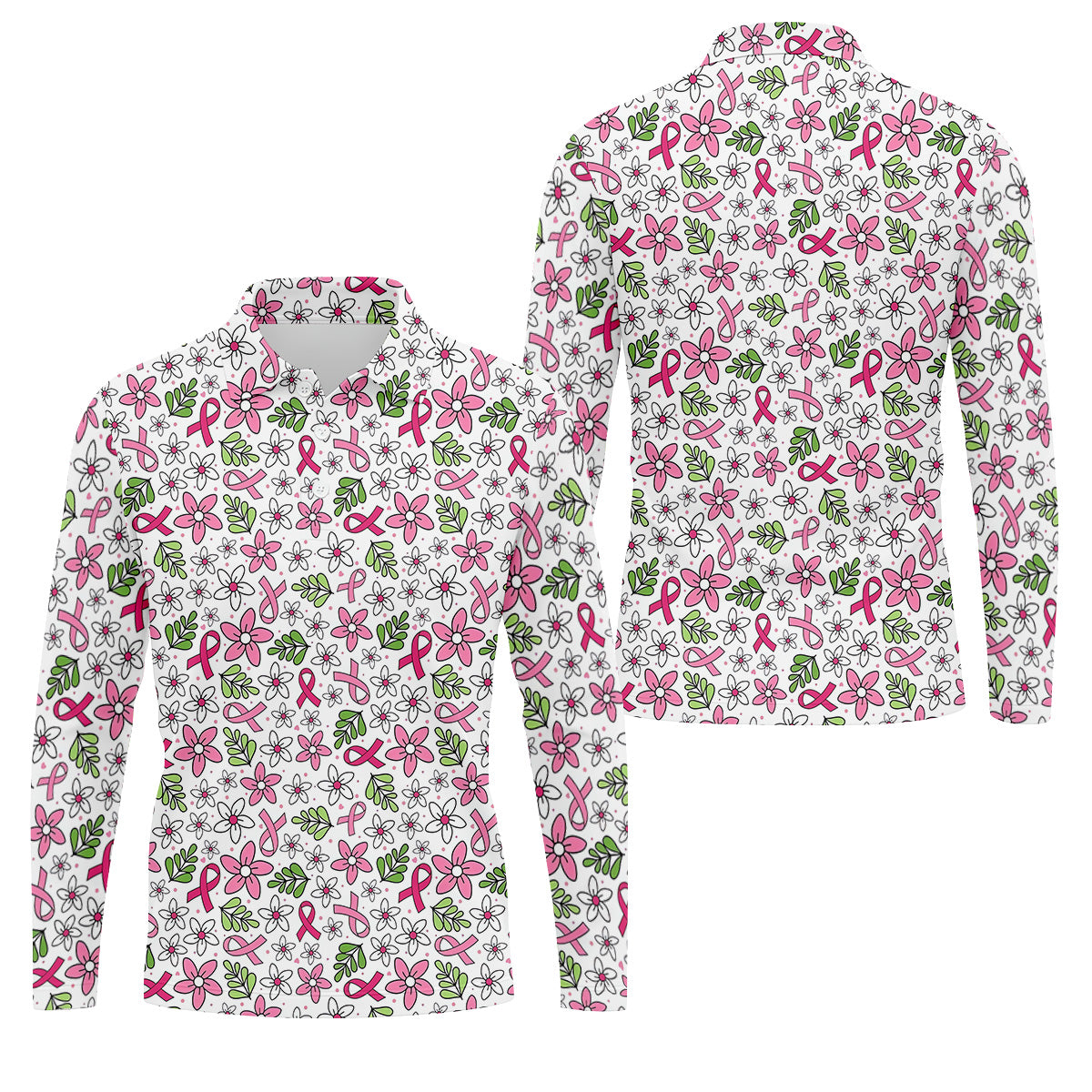 Breast Cancer Awareness Ribbon Flower Men Shirt, Cancer Awareness Shirt, Polo ShirtFor Men