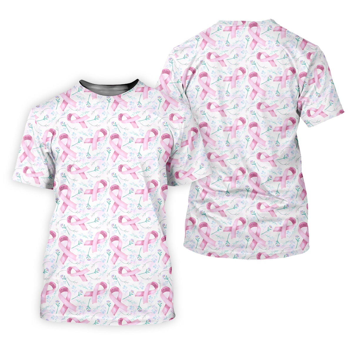 Pink Floral Breast Cancer Golf Shirt, Mens Golf Polo Shirts, White Polo ShirtMens, Golfing Apparel