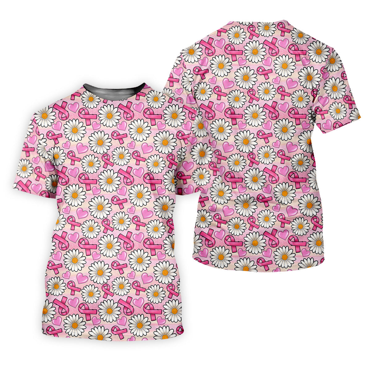 Daisy Pink Breast Cancer Golf Shirt, Mens Golf Polo Shirt White Polo Shirt, Golfing Apparel