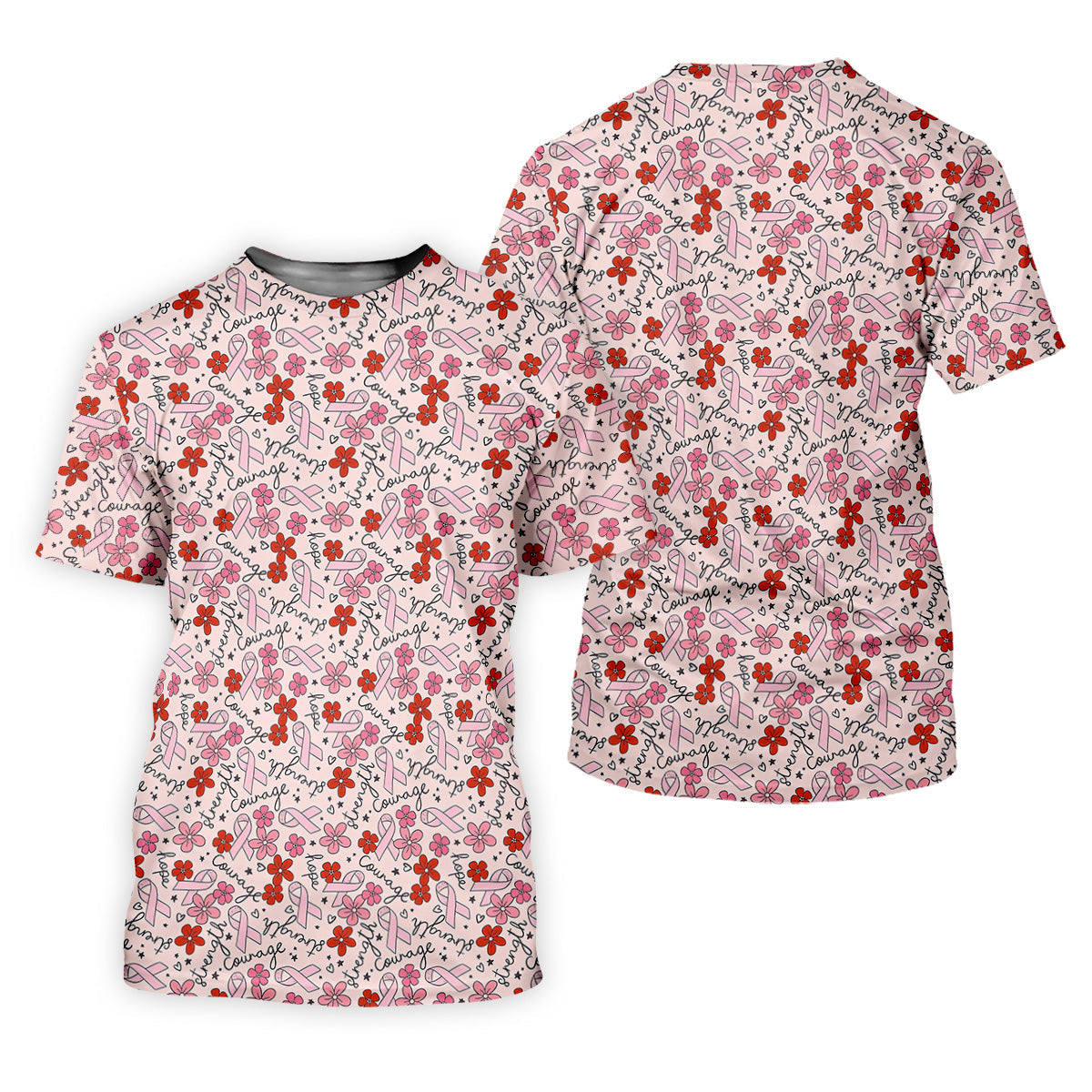Breast Cancer Awareness Ribbon Flower Men Shirt, Men's Pink Golf Polo, Polo ShirtFor Men
