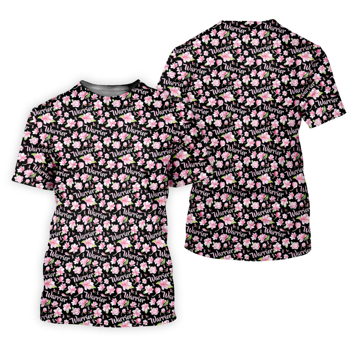 Warrior Pink Ribbons Floral Breast Cancer Golf Shirt, Polo ShirtFor Men, Golfing Apparel