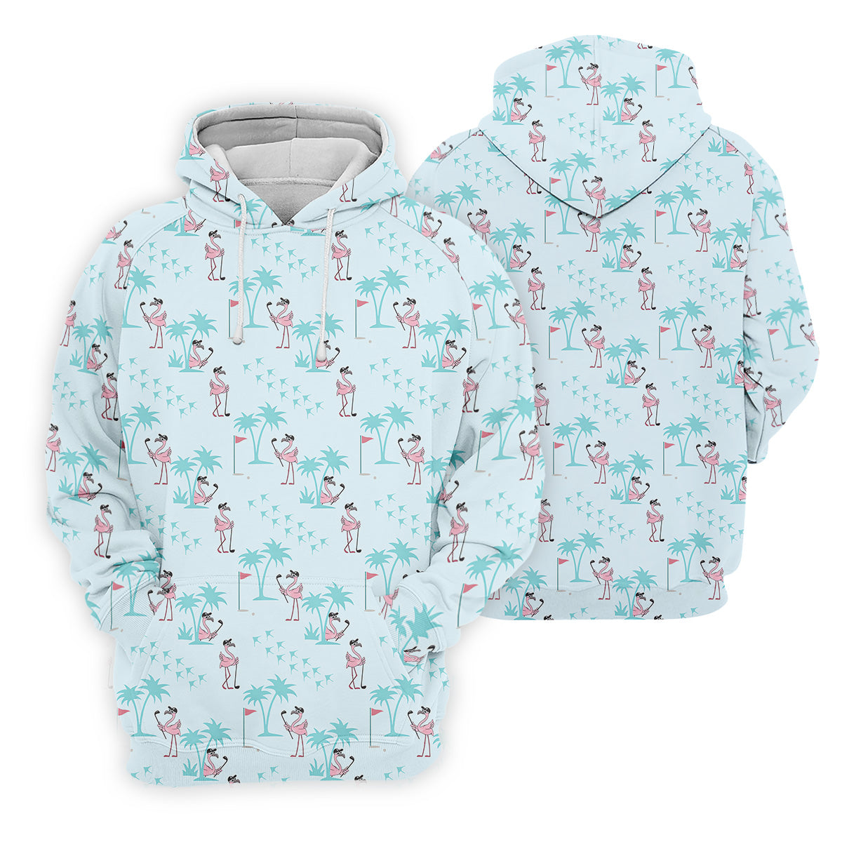 Tropical Flamingo Blue Golf Shirt, Women Golf Top, Ladies Golf Polos, Golfing Apparel