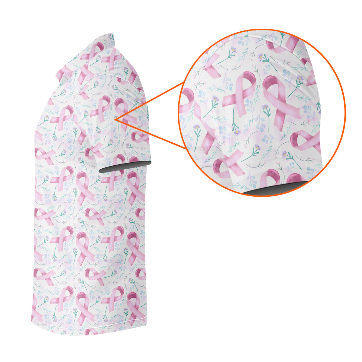 Pink Floral Breast Cancer Golf Shirt, Mens Golf Polo Shirts, White Polo ShirtMens, Golfing Apparel