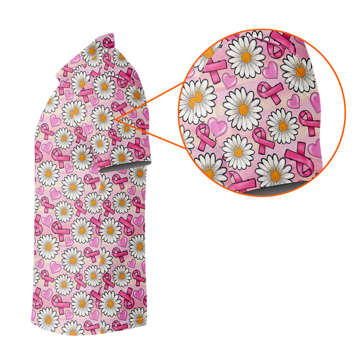 Daisy Pink Breast Cancer Golf Shirt, Mens Golf Polo Shirt White Polo Shirt, Golfing Apparel