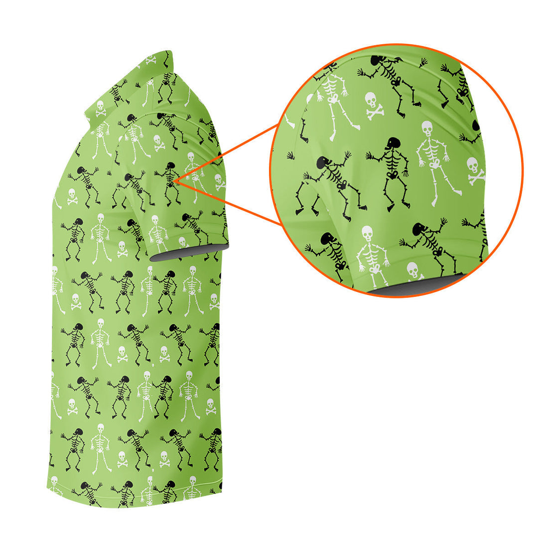 Funny Skeleton Shirt, Halloween Polo Shirt Short Sleeve Button Down, Green Golf Polo, Polo For Men