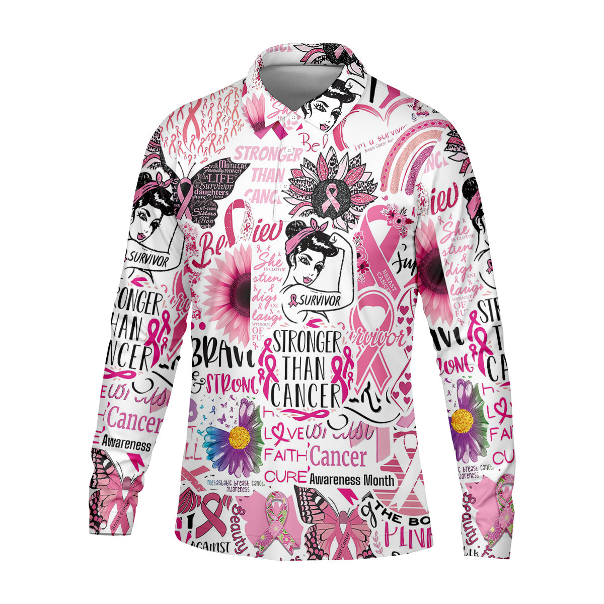 Breast Cancer Golf Shirt, Pink Cancer Awareness Shirt, Breast Cancer Golf Apparel, Polo For Men