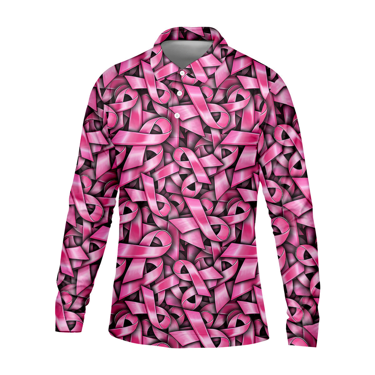Pink And Black Breast Cancer Golf Shirt, Mens Golf Polo Shirts, White Polo ShirtMens, Golfing Apparel