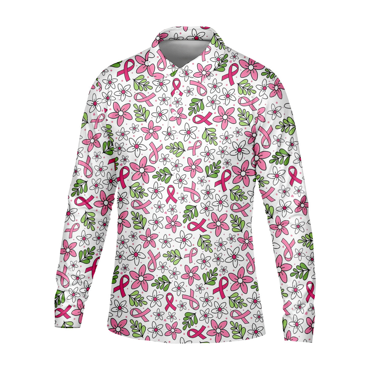 Breast Cancer Awareness Ribbon Flower Men Shirt, Cancer Awareness Shirt, Polo ShirtFor Men
