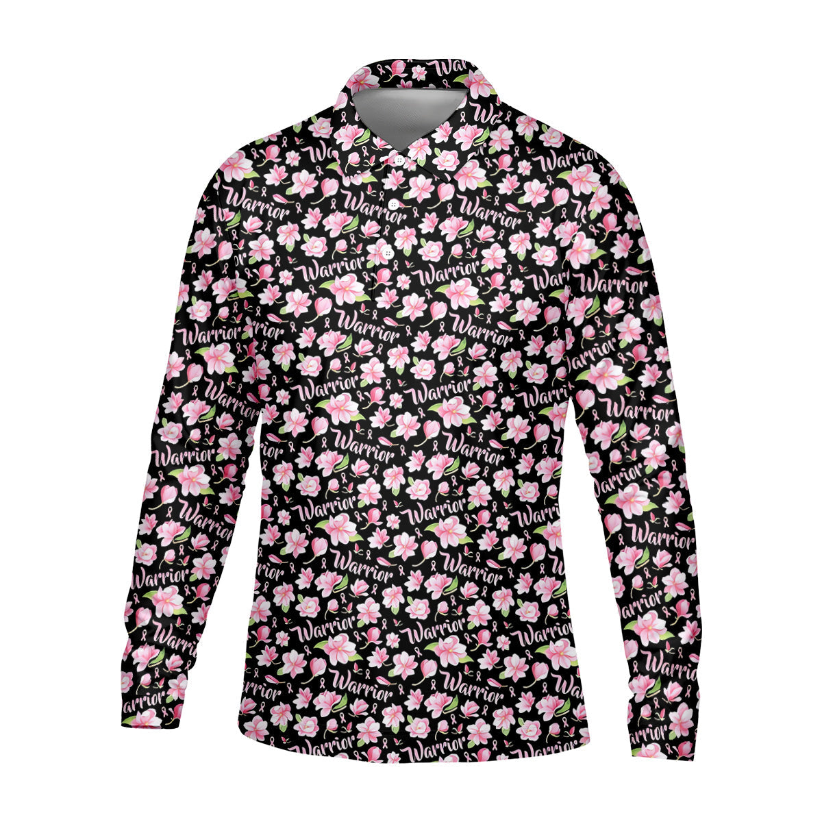 Warrior Pink Ribbons Floral Breast Cancer Golf Shirt, Polo ShirtFor Men, Golfing Apparel