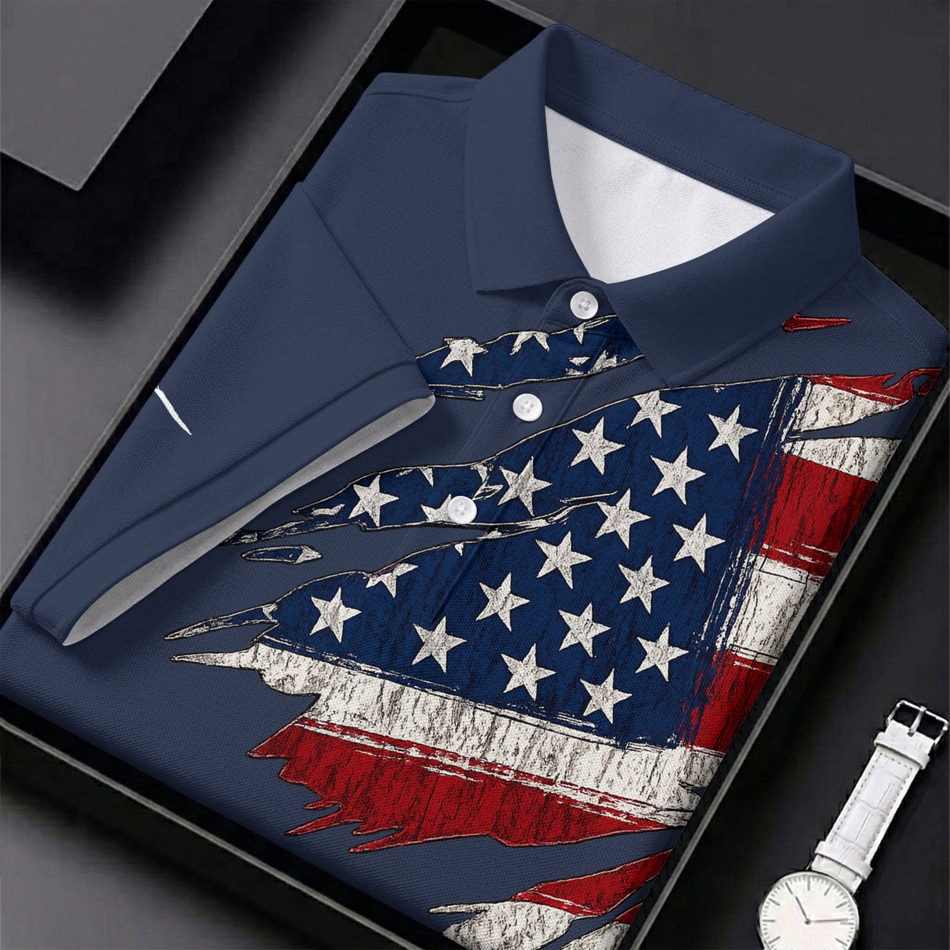 250th Anniversary Faith Cross Distressed USA Flag 4th Of July Golf Shirt, Patriotic Golf Shirt, Polo For Men