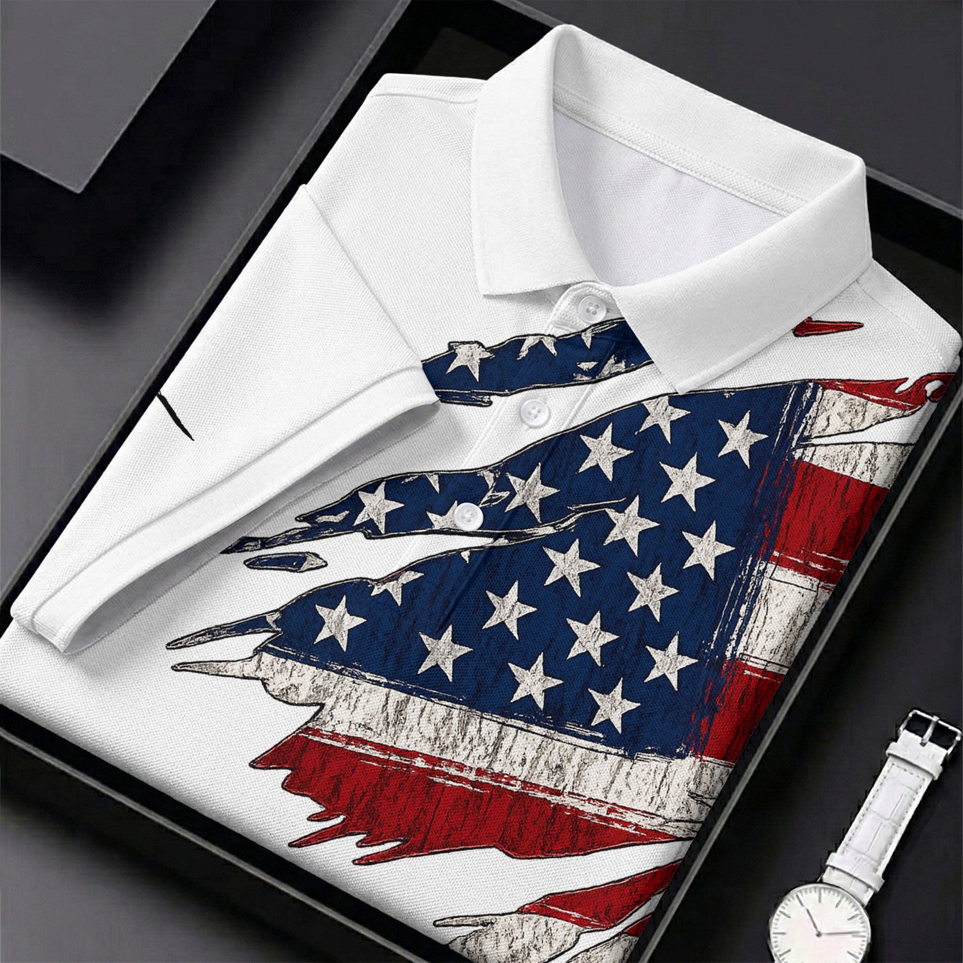 250th Anniversary Faith Cross Distressed USA Flag 4th Of July Golf Shirt, Patriotic Golf Shirt, Polo For Men