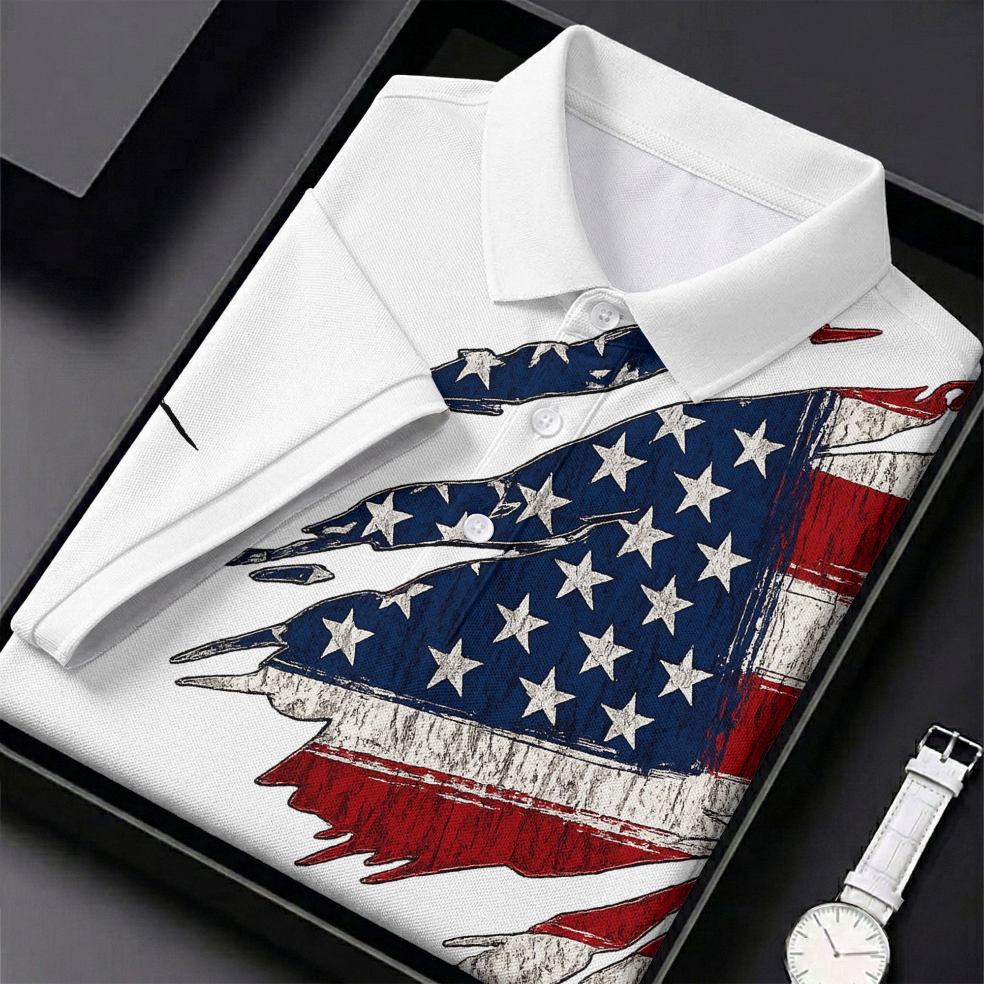 250th Anniversary Faith Cross Distressed USA Flag 4th Of July Golf Shirt, Patriotic Golf Shirt, Polo For Men