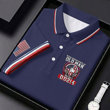 Never Underestimate An Old Man Who Was A DD214 Veterans Golf Shirts For Men, 250 Years Patriotic Golf Shirt