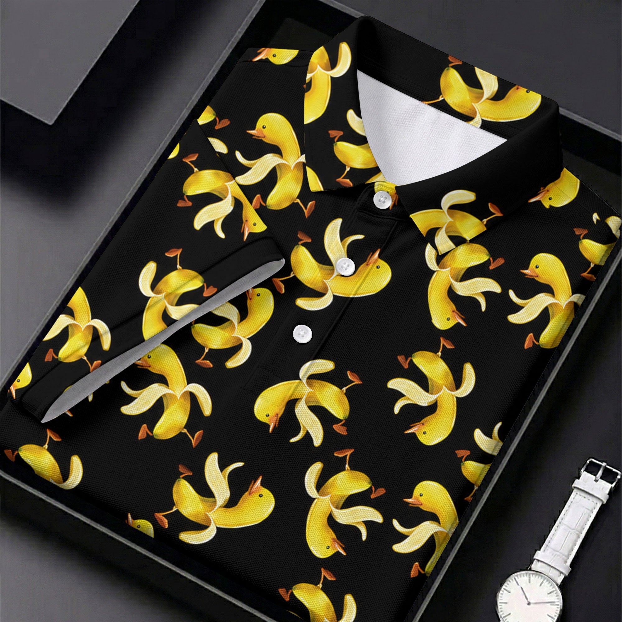 Banana Duck Hawaiian Golf Shirt, Fun Women's Golf Shirts, Ladies Golf Polos