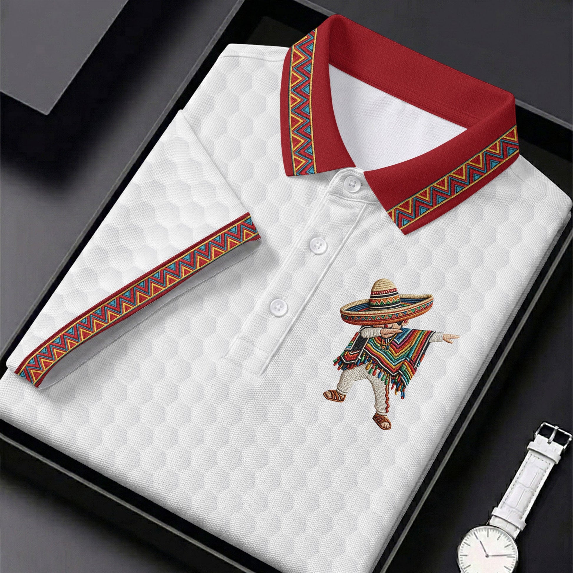 Cinco De Mayo Celebration Golf Ball Pattern White Golf Shirt, Golf Shirt For Women