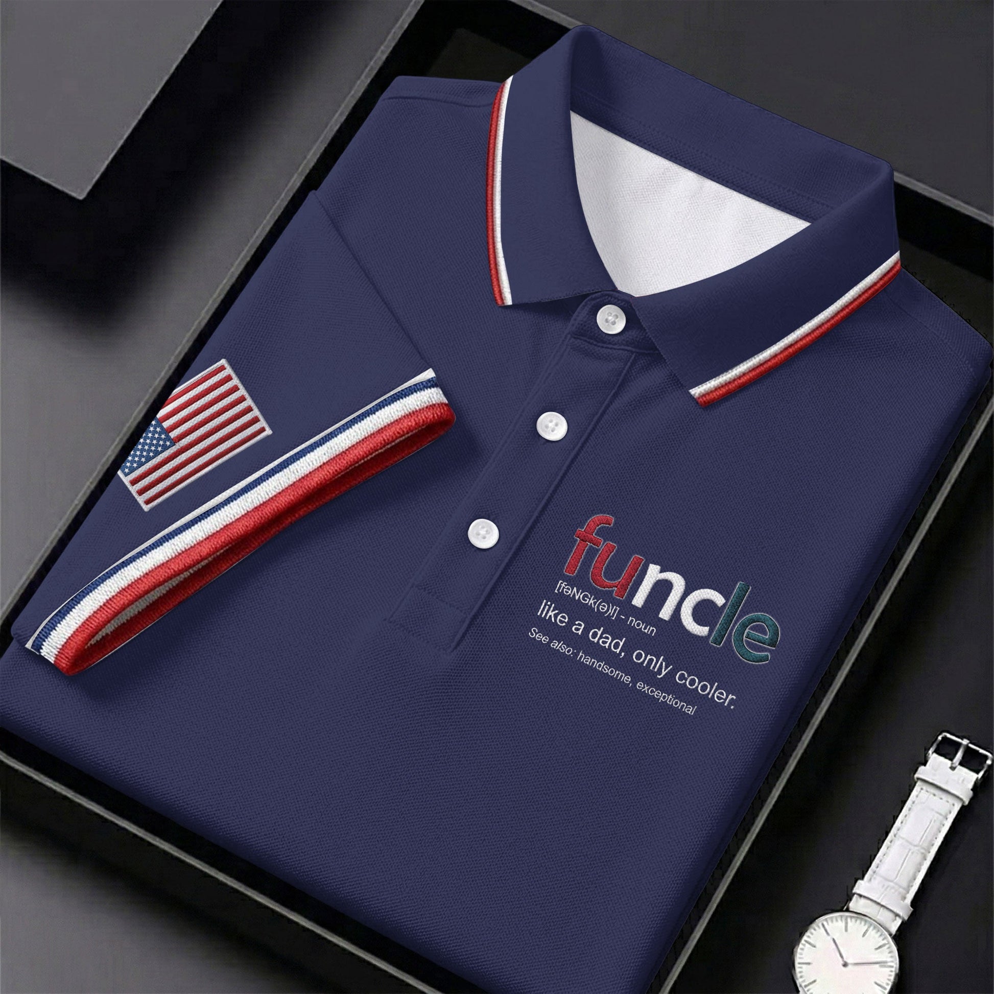 Funcle Like A Dad Only Cooler Father's Day Golf Shirt, Men's Funny Golf Shirts, Golf Gift For Dad