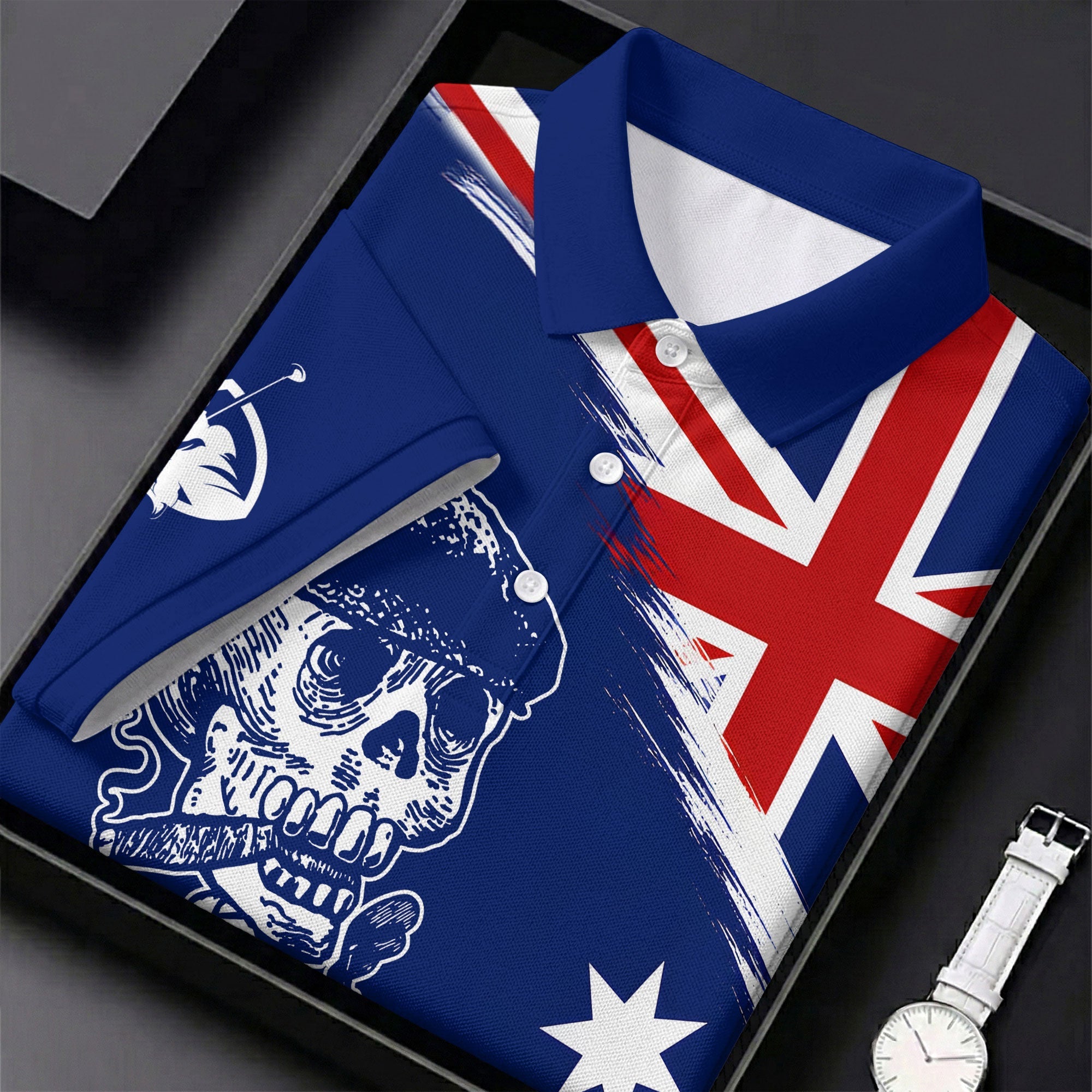 I Was One Under Today Skeleton Golfer Australia Flag Print Ladies Golf Tops, Golf Shirt For Women