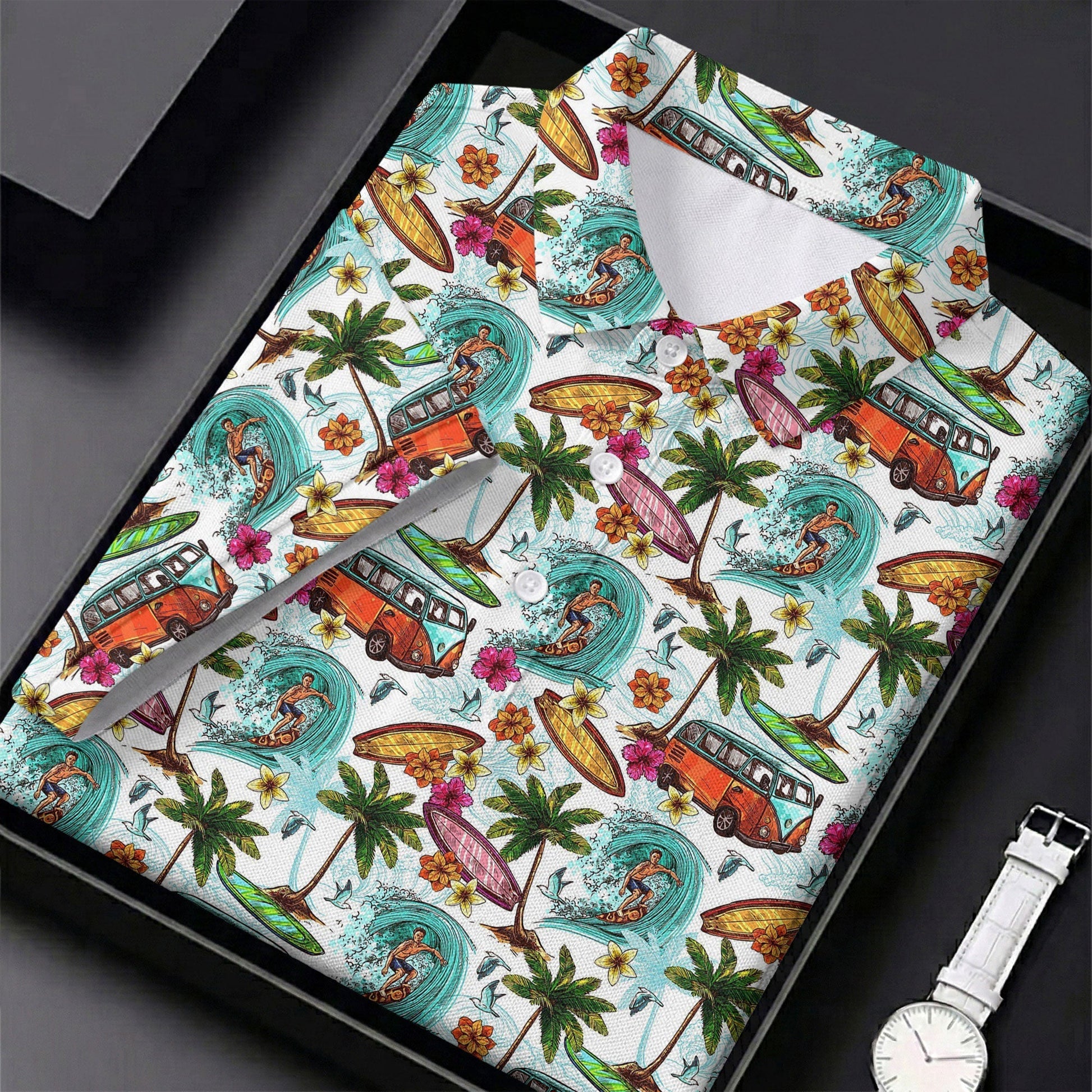 Tropical Trip Big Wave Riders Hawaiian Golf Shirt, Golf Shirt For Women, Golfing Apparel