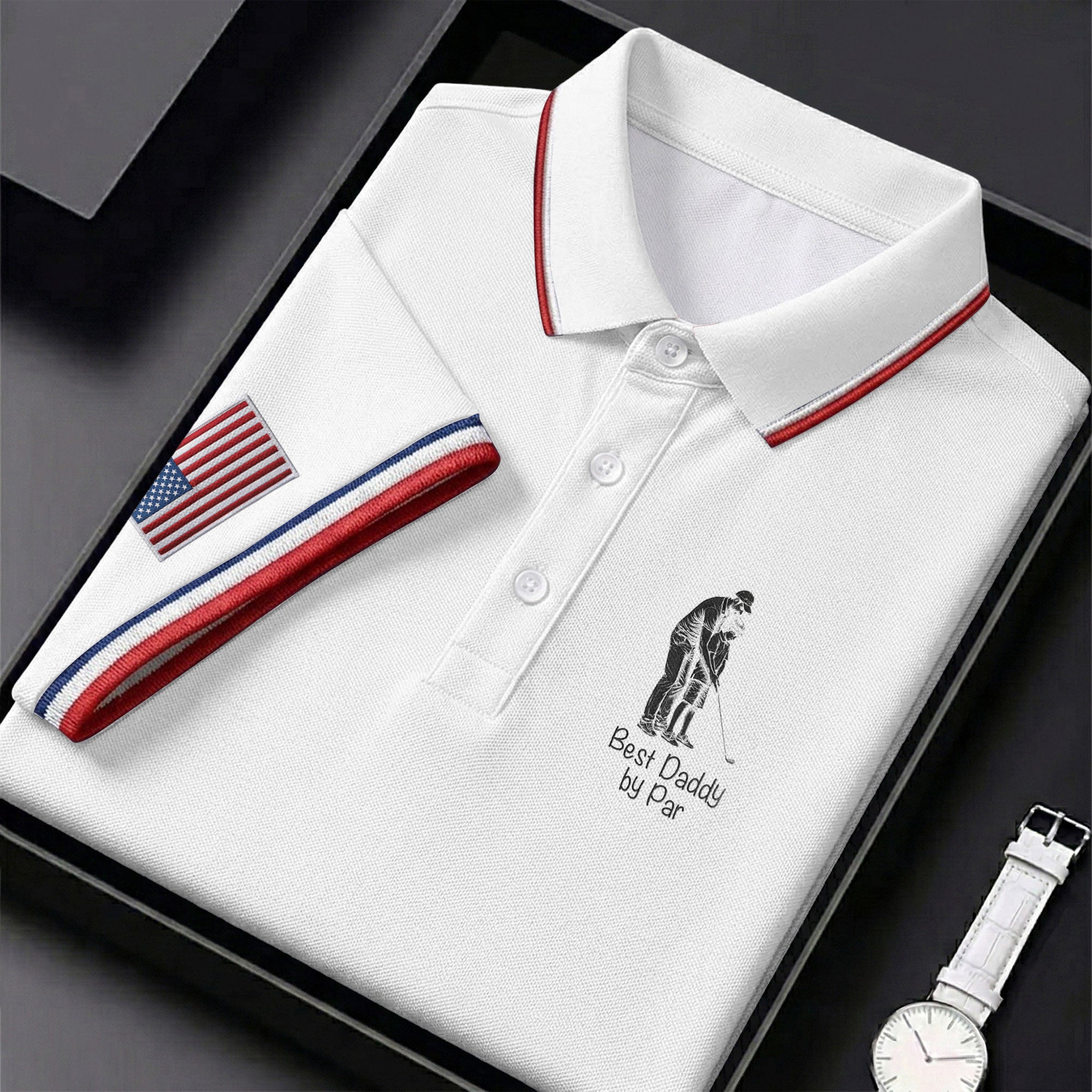 Best Dad Papa By Par Custom Photo Father's Day Golf Shirt, Golf Gift For Dad, Golf Polo For Men