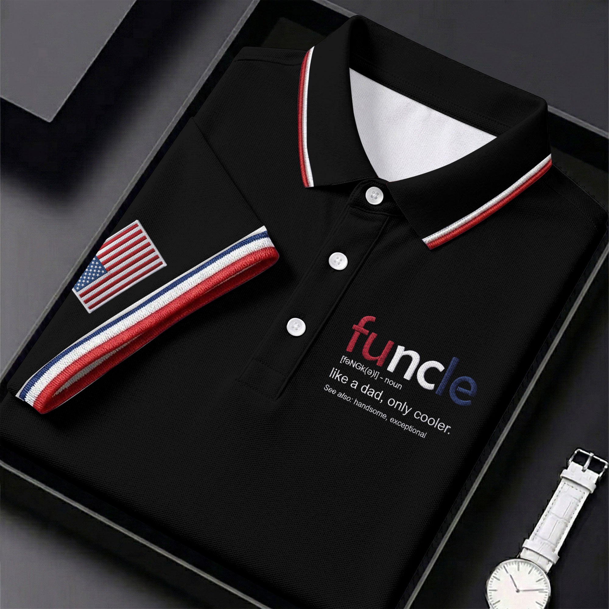Funcle Like A Dad Only Cooler Father's Day Golf Shirt, Men's Funny Golf Shirts, Golf Gift For Dad