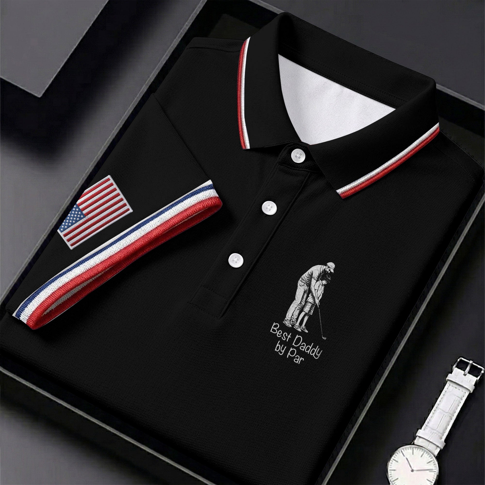 Best Dad Papa By Par Custom Photo Father's Day Golf Shirt, Golf Gift For Dad, Golf Polo For Men