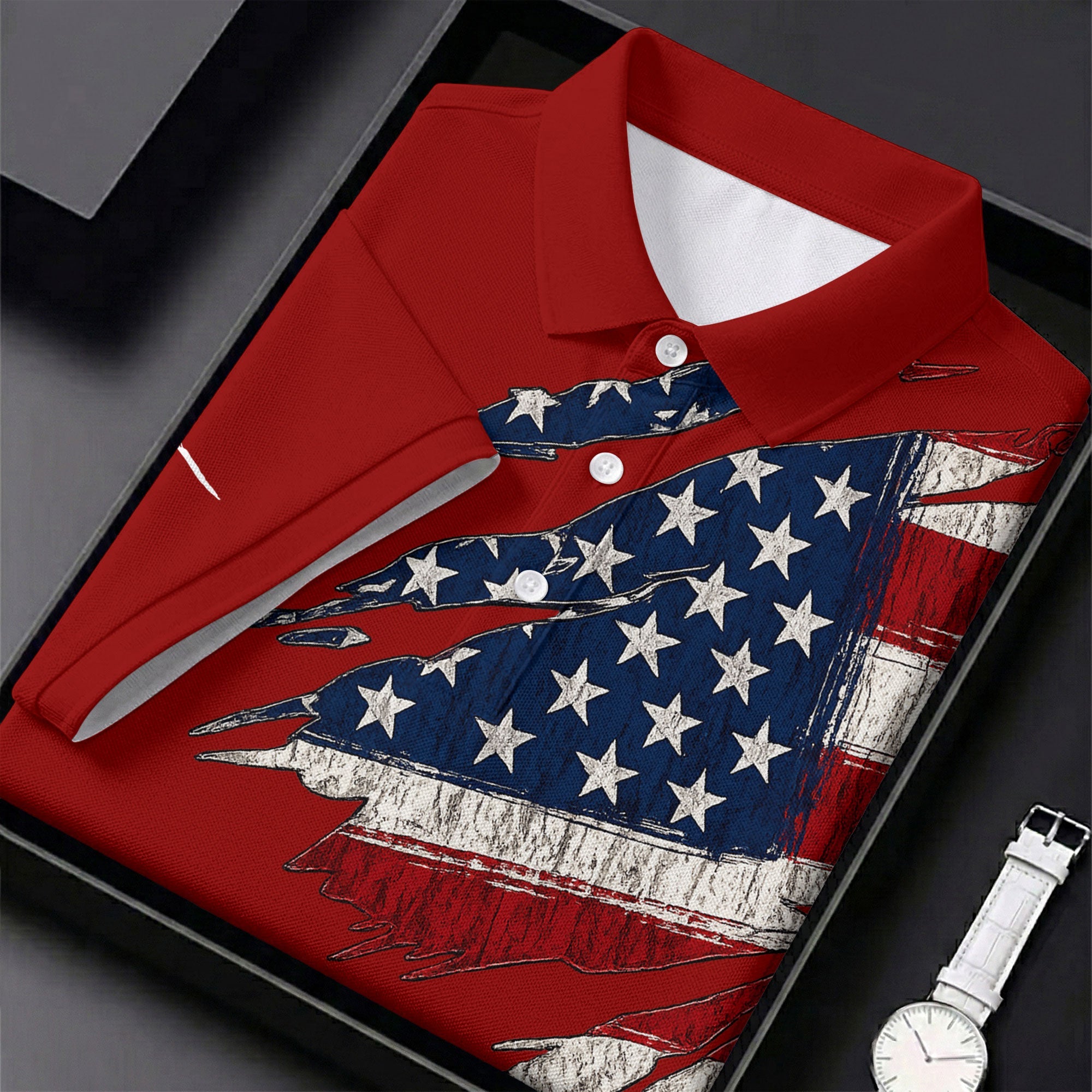 250th Anniversary Faith Cross Distressed USA Flag 4th Of July Golf Shirt, Patriotic Golf Shirt, Polo For Men