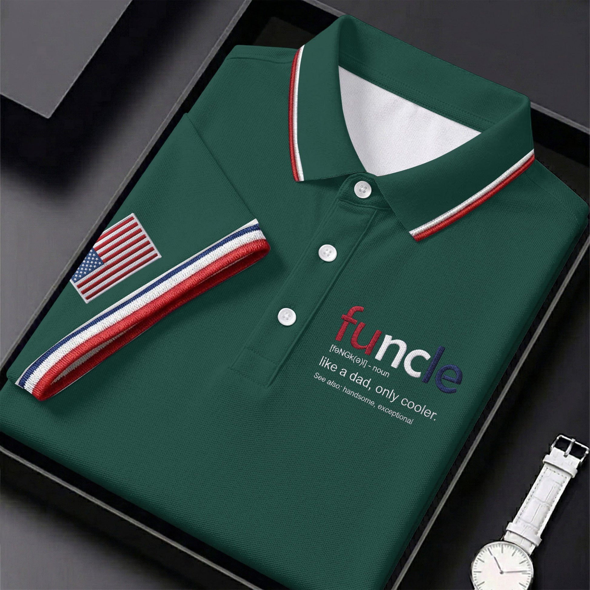 Funcle Like A Dad Only Cooler Father's Day Golf Shirt, Men's Funny Golf Shirts, Golf Gift For Dad