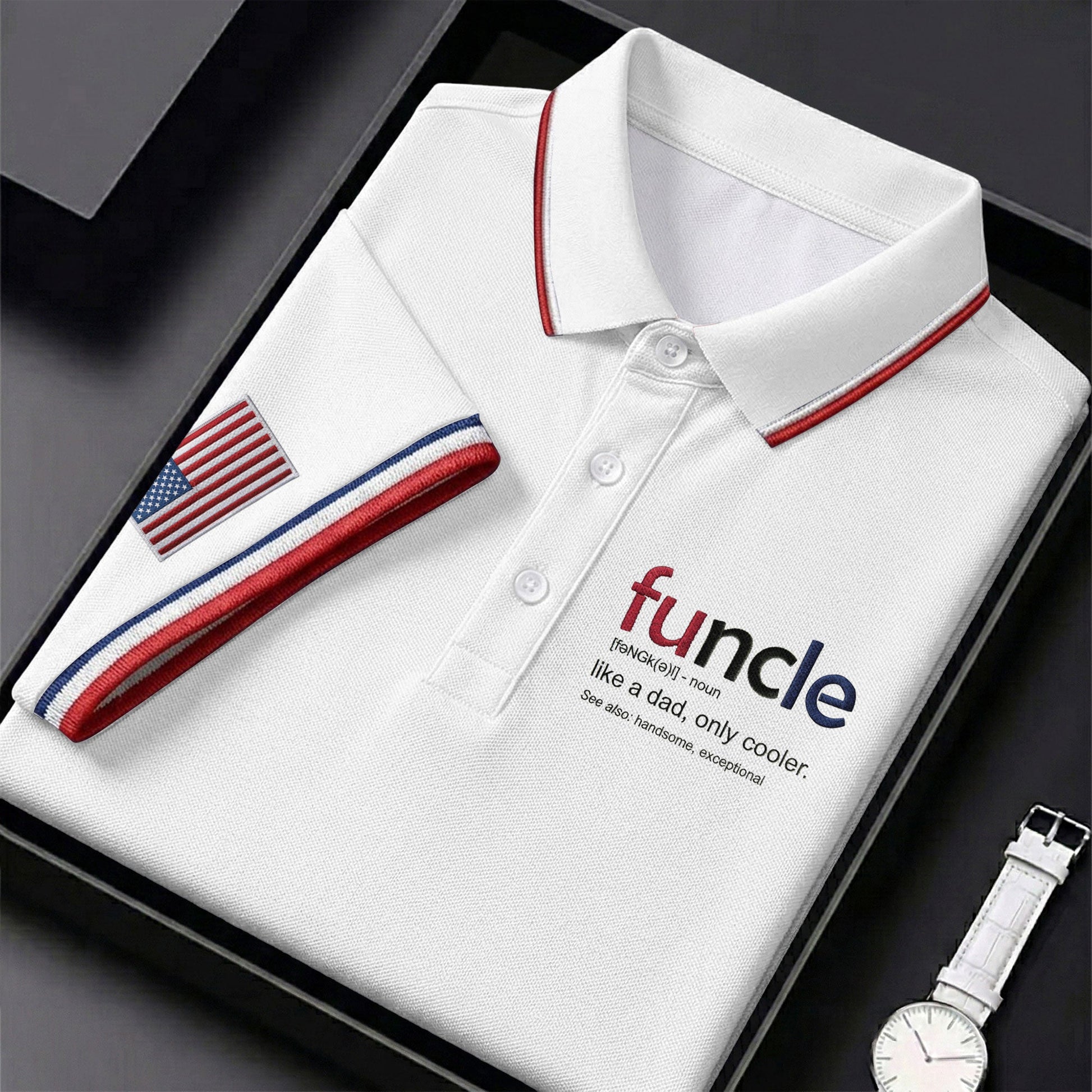 Funcle Like A Dad Only Cooler Father's Day Golf Shirt, Men's Funny Golf Shirts, Golf Gift For Dad