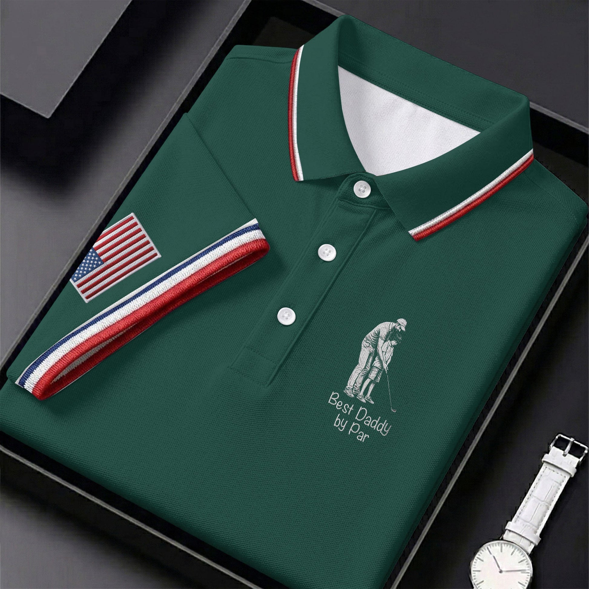 Best Dad Papa By Par Custom Photo Father's Day Golf Shirt, Golf Gift For Dad, Golf Polo For Men
