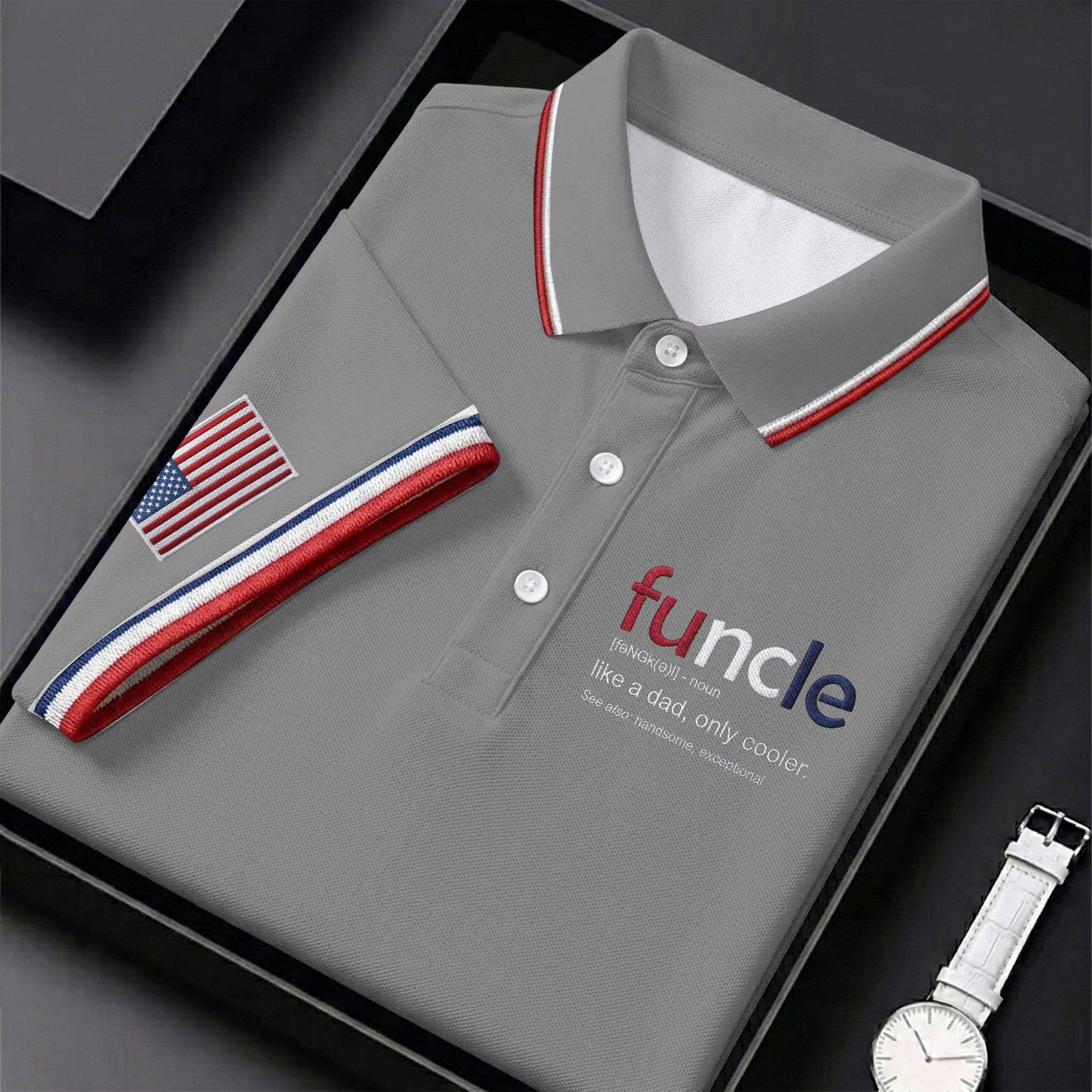 Funcle Like A Dad Only Cooler Father's Day Golf Shirt, Men's Funny Golf Shirts, Golf Gift For Dad