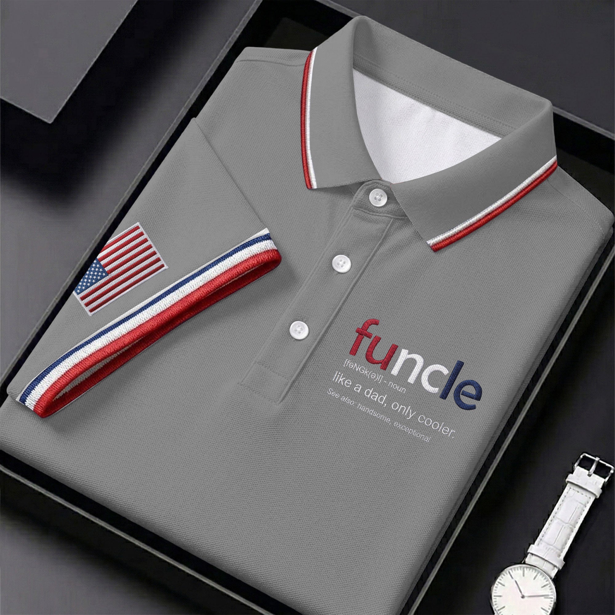 Funcle Like A Dad Only Cooler Father's Day Golf Shirt, Men's Funny Golf Shirts, Golf Gift For Dad
