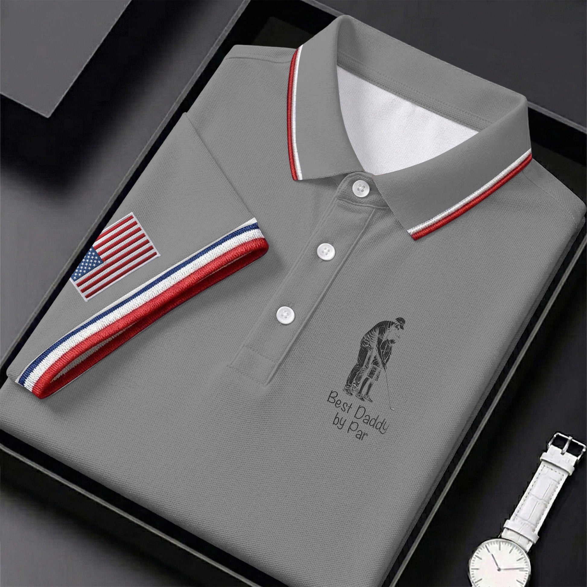 Best Dad Papa By Par Custom Photo Father's Day Golf Shirt, Golf Gift For Dad, Golf Polo For Men