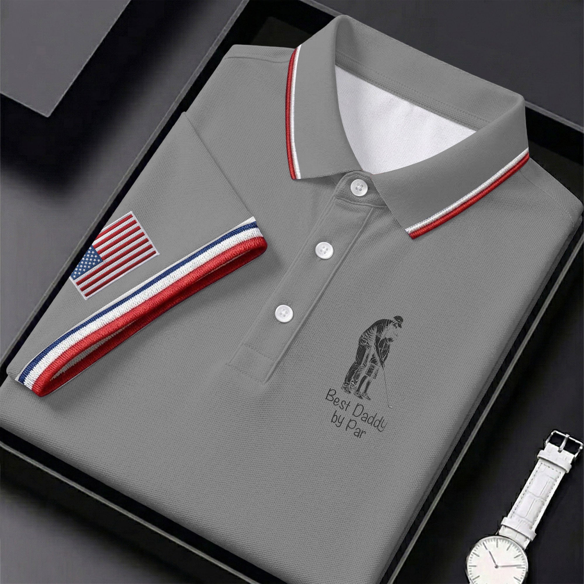 Best Dad Papa By Par Custom Photo Father's Day Golf Shirt, Golf Gift For Dad, Golf Polo For Men