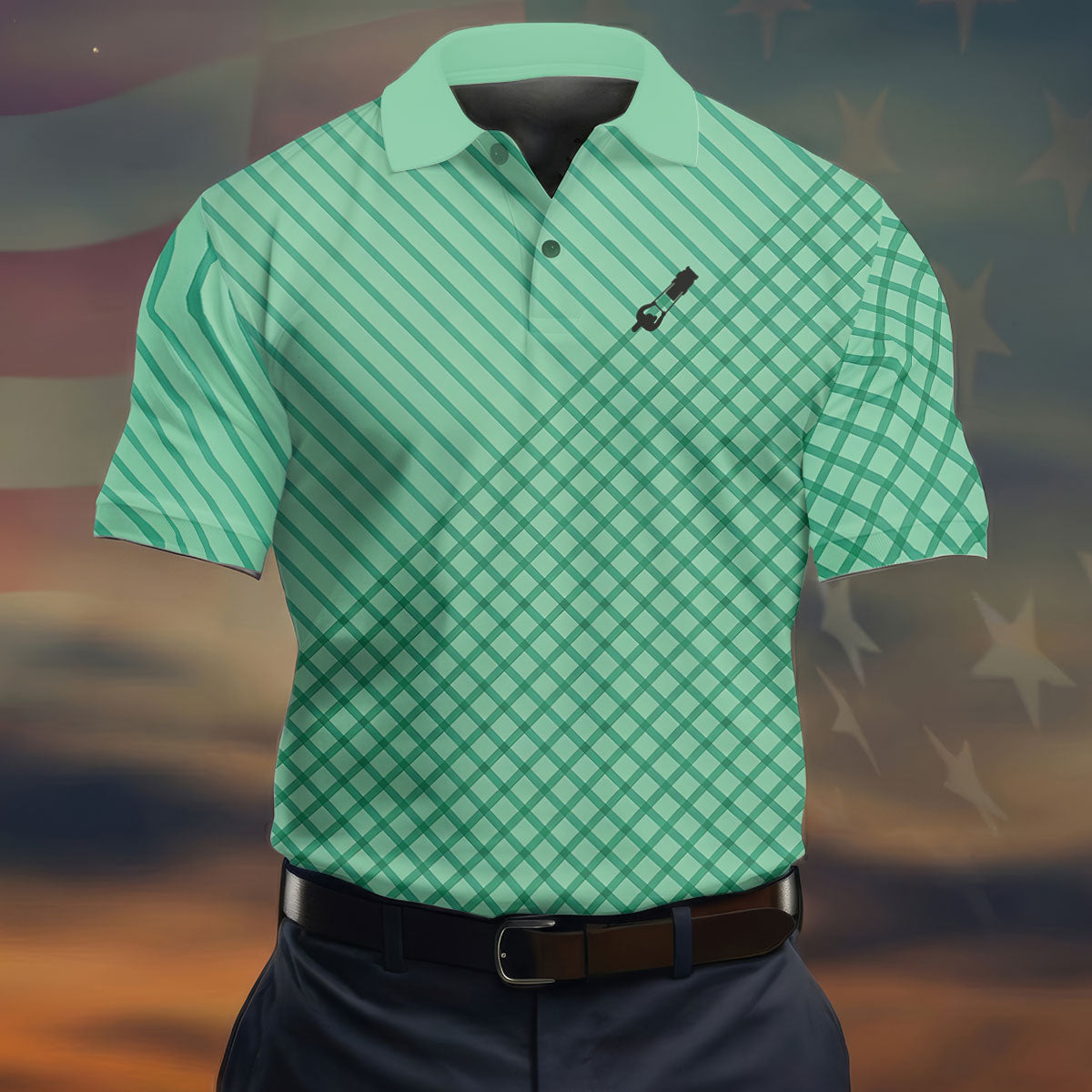 Turf Dad Lawn Mower Logo Cross Pattern Father's Day Golf Shirt, Dad Golf Shirt, Golf Gift For Dad