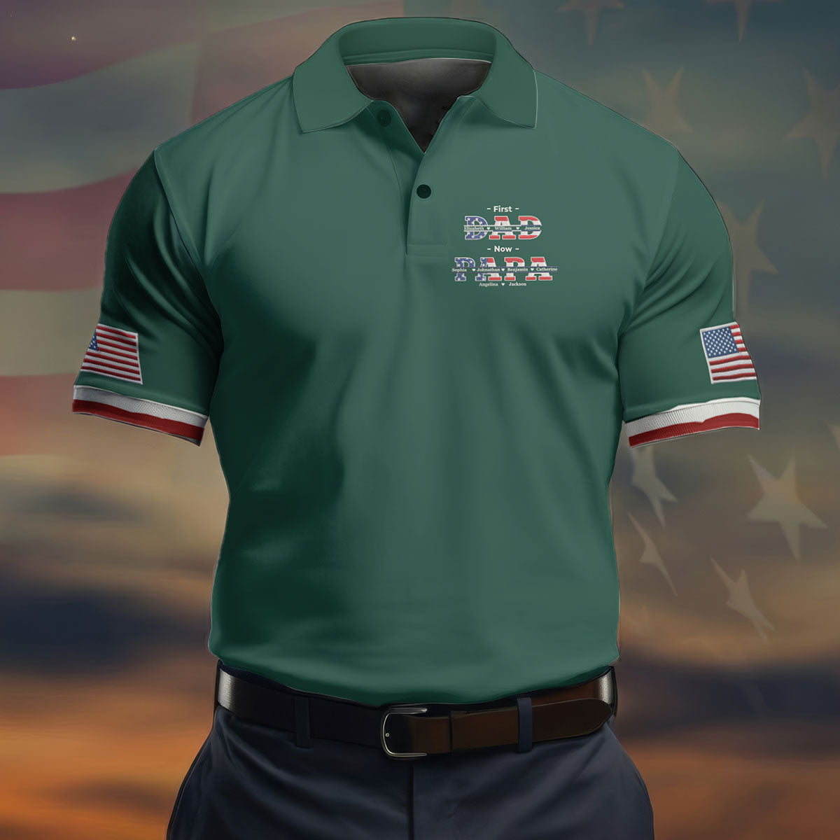 Green First Dad Now Grandpa Golf Polo Shirt, Golf Shirts For Men, Mens Golf Apparel