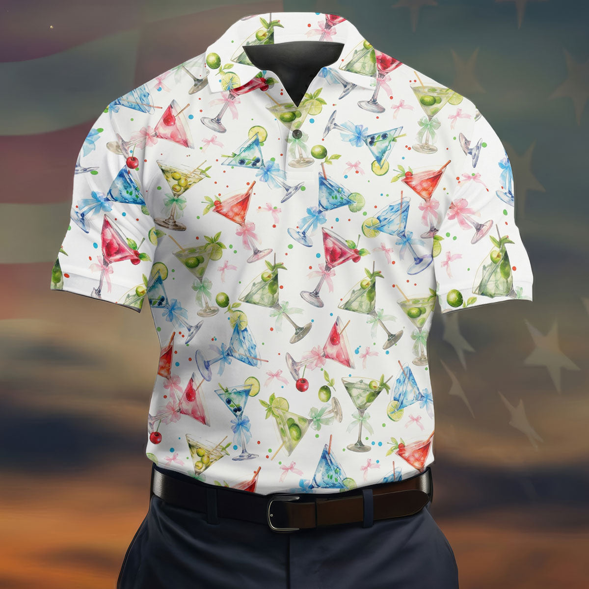 Coquette Martini Cinco De Mayo Celebration Golf Tops For Men, Summer Theme Polo Shirts For Men