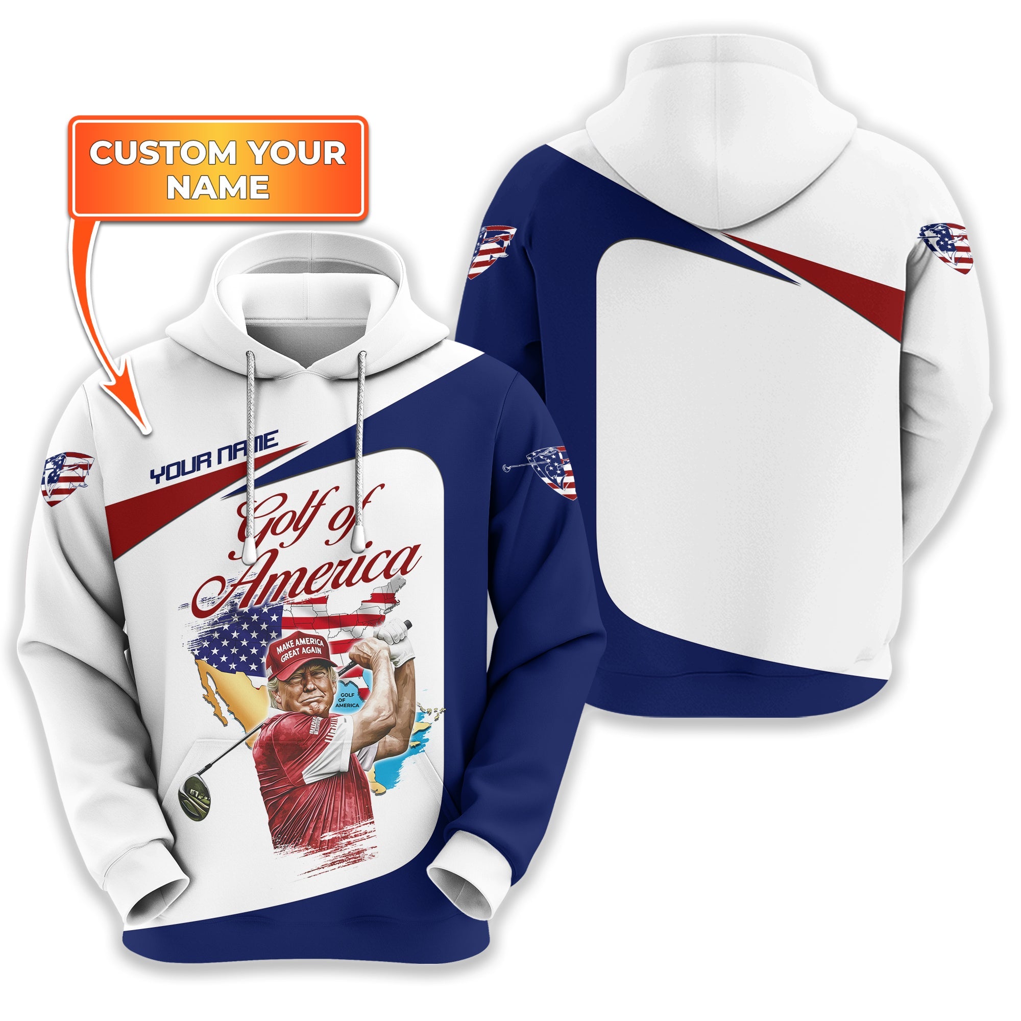 Trump Golf Of America Custom Men's Golf Polo Shirt, Golfing Apparel, Gift For Golfers, US 250th Anniversary Golf Shirt