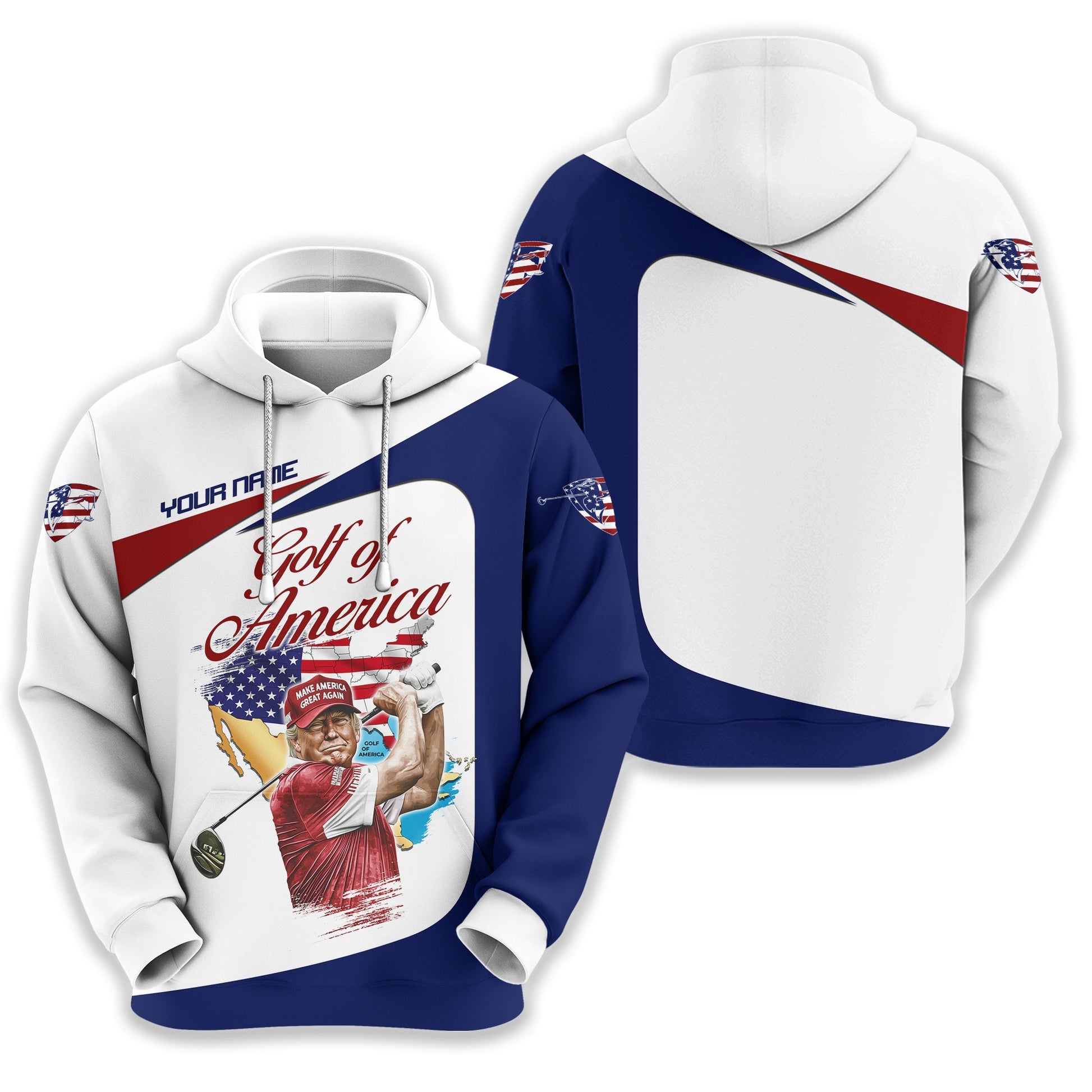 Trump Golf Of America Custom Men's Golf Polo Shirt, Golfing Apparel, Gift For Golfers, US 250th Anniversary Golf Shirt