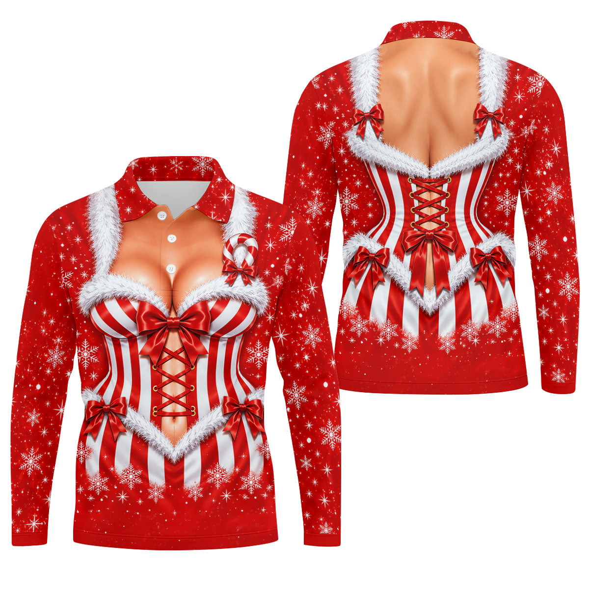 Candy Cane Corset Christmas Golf Shirt, Golf Gifts For Men, Funny Mens Golf Shirts