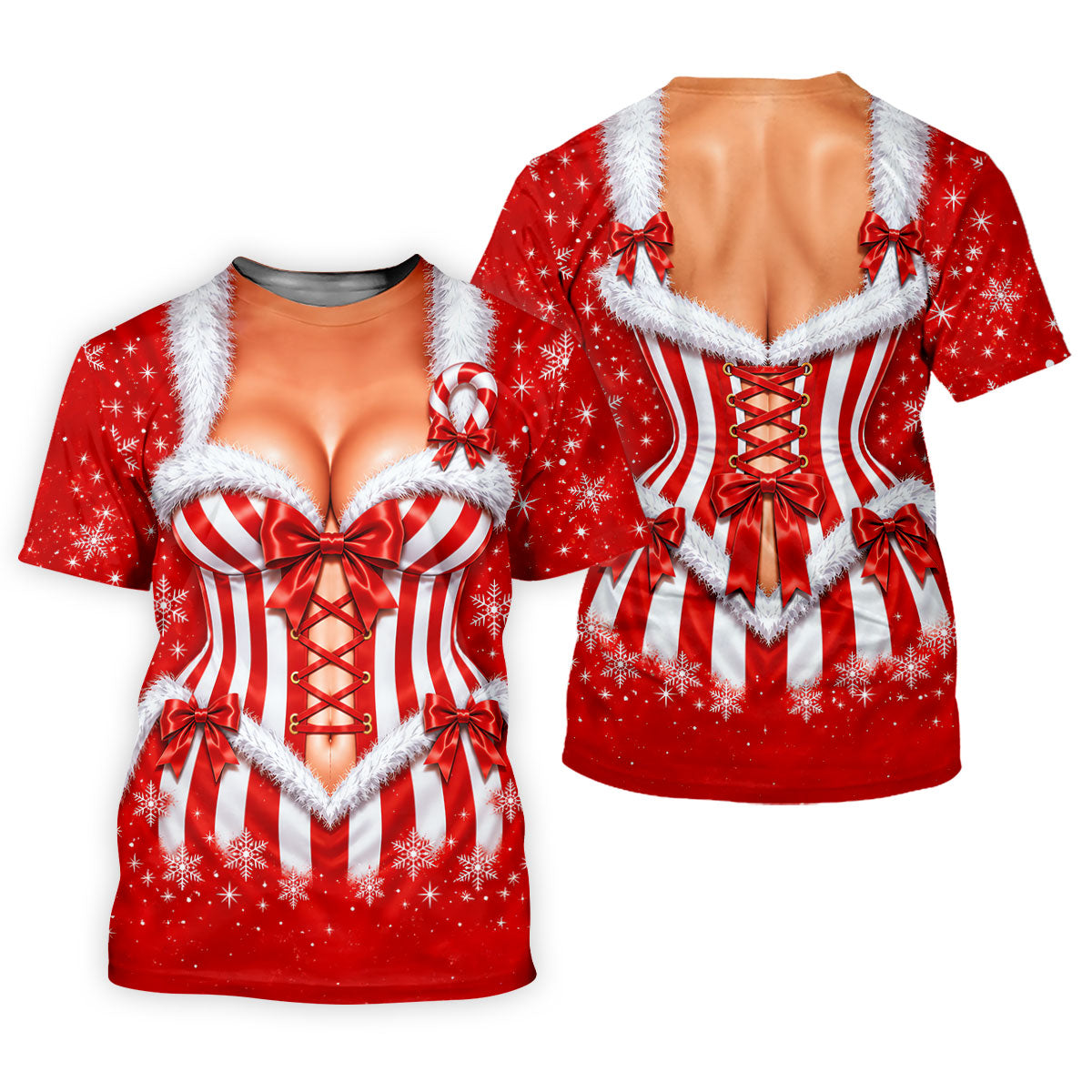 Candy Cane Corset Christmas Golf Shirt, Golf Shirts For Women, Ladies Golf Apparel