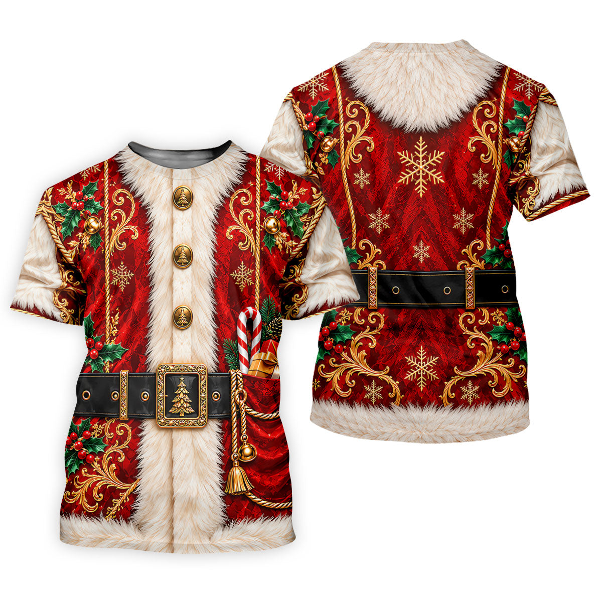 Ornate Santa Suit Christmas Golf Shirt, Golf Shirts For Men, Mens Holiday Golf Shirts