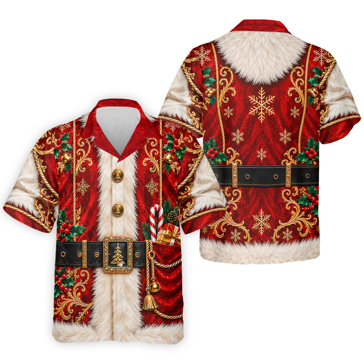 Ornate Santa Suit Christmas Golf Shirt, Golf Shirts For Men, Mens Holiday Golf Shirts