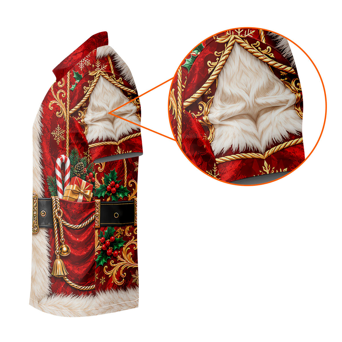 Ornate Santa Suit Christmas Golf Shirt, Golf Shirts For Men, Mens Holiday Golf Shirts