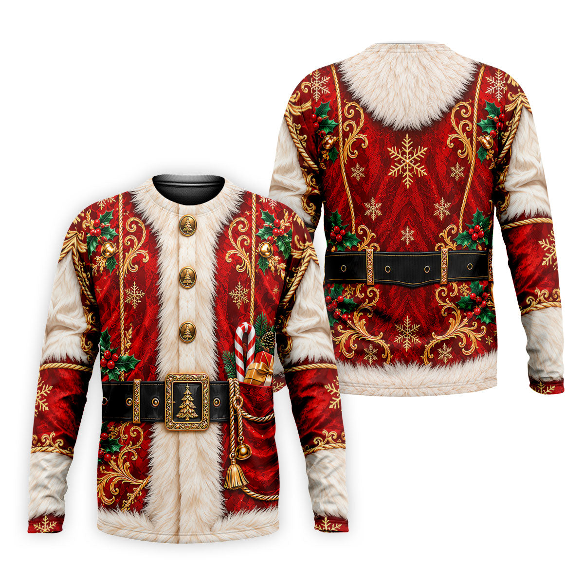Ornate Santa Suit Christmas Golf Shirt, Golf Shirts For Men, Mens Holiday Golf Shirts