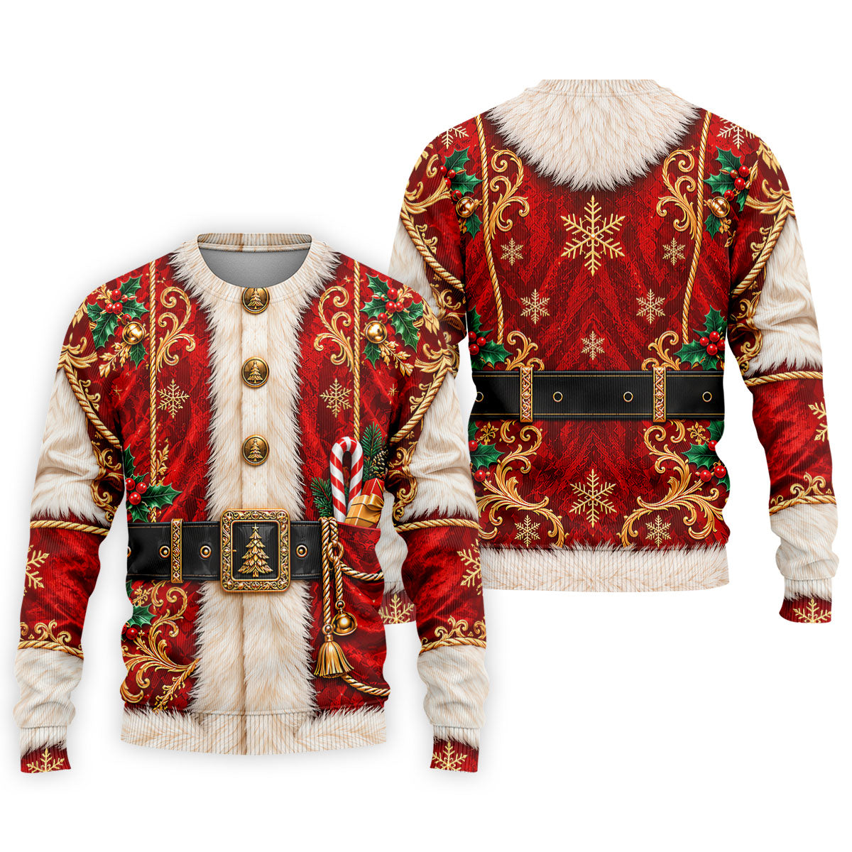 Ornate Santa Suit Christmas Golf Shirt, Golf Shirts For Men, Mens Holiday Golf Shirts