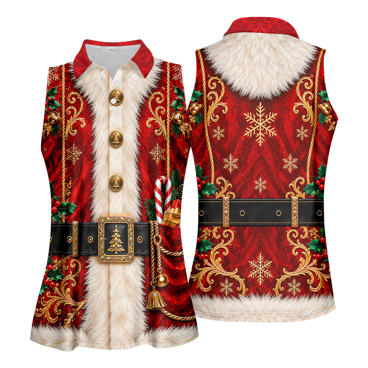 Ornate Santa Suit Christmas Golf Shirt, Womens Golf Apparel, Golf Gifts For Women